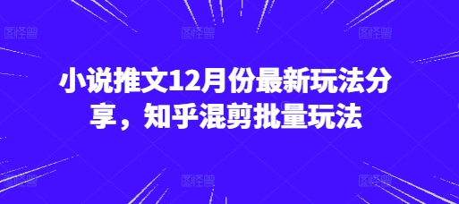 小说推文12月份最新玩法分享，知乎混剪批量玩法-天云资源博客网-致力于共享资源