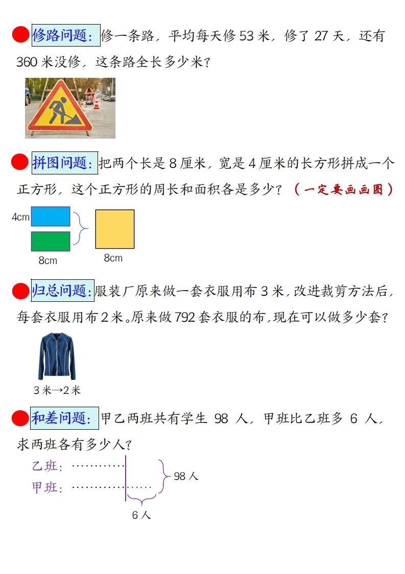 三下数学应用题母题【期末常考易错思维应用题专项】（空白+答案14页）-天云资源博客网-致力于共享资源