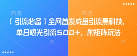 【引流必备】全网首发咸鱼引流黑科技，单日曝光引流500+，附矩阵玩法【揭秘】-天云资源博客网-致力于共享资源