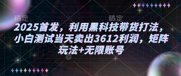 2025首发，利用黑科技带货打法，小白测试当天卖出3612利润，矩阵玩法+无限账号【揭秘】-天云资源博客网-致力于共享资源